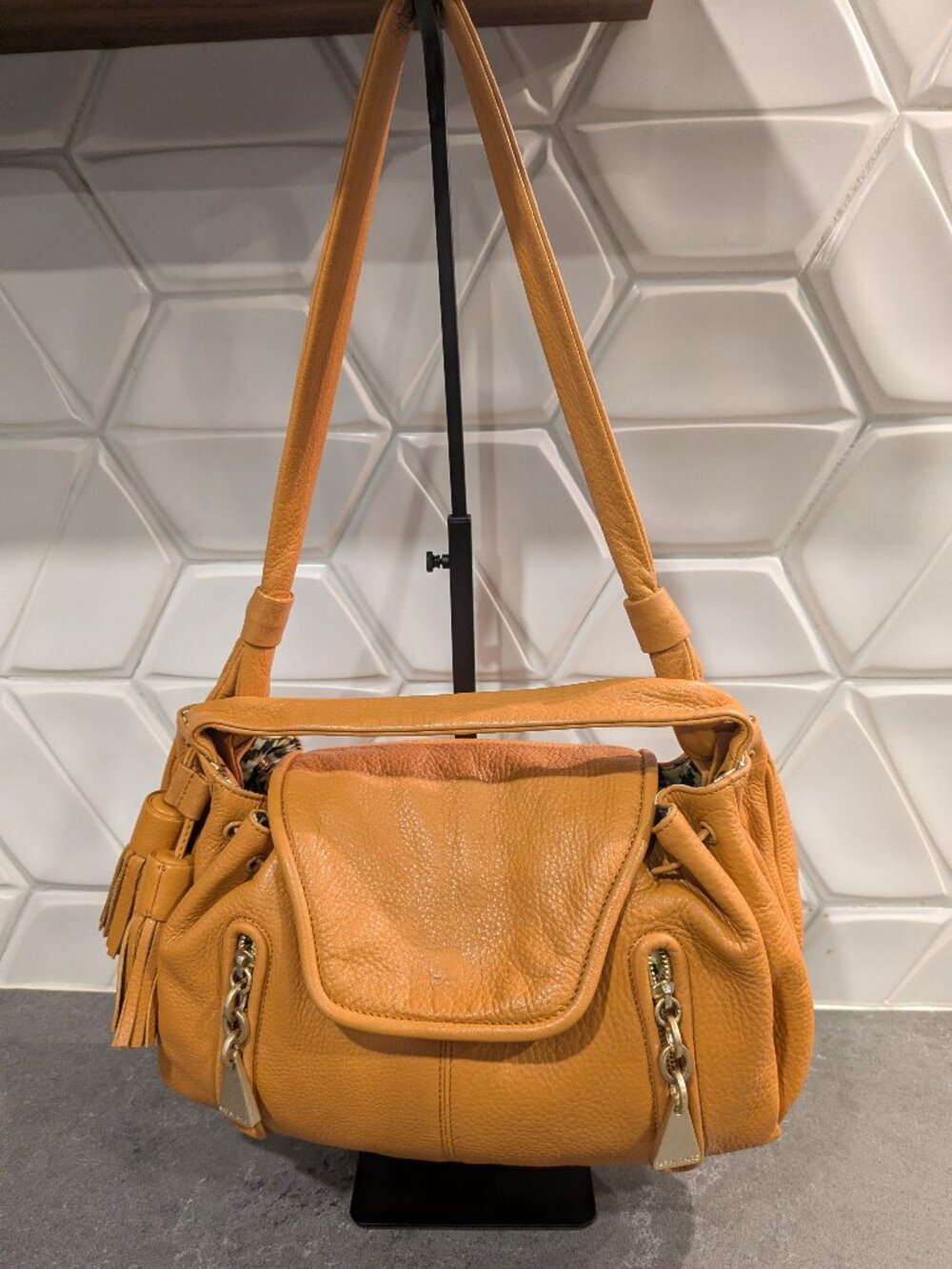 SEE BY CHLOE Leather Shoulder Bag Hobo Fringe Tassel, Orange, Rare Color